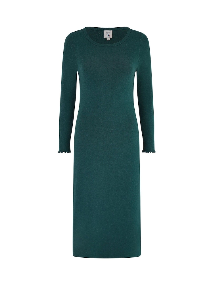 Yumi Green Sparkle Knit Midi Jumper Dress - Image 5 of 5