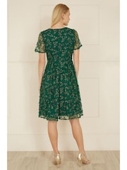Yumi Green Embroidered Floral Skater Dress - Image 3 of 4