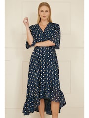 Yumi Blue Sequin Kimono Midi Wrap Dress - Image 1 of 5