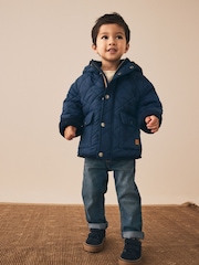Navy Borg Lined Quilted Coat (3mths-7yrs) - Image 1 of 12