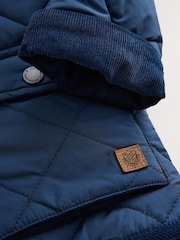 Navy Borg Lined Quilted Coat (3mths-7yrs) - Image 10 of 12