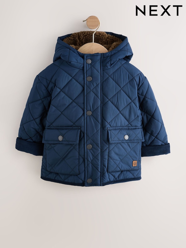 Navy Borg Lined Quilted Coat (3mths-7yrs) - Image 12 of 12 Navy Borg Lined Quilted Coat (3mths-7yrs) - Image 12 of 12