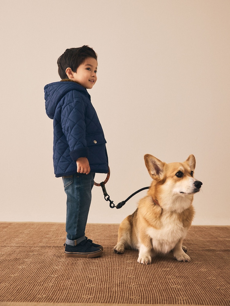 Navy Borg Lined Quilted Coat (3mths-7yrs) - Image 2 of 12 Navy Borg Lined Quilted Coat (3mths-7yrs) - Image 2 of 12