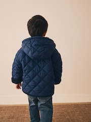 Navy Borg Lined Quilted Coat (3mths-7yrs) - Image 3 of 12