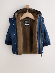 Navy Borg Lined Quilted Coat (3mths-7yrs) - Image 6 of 12