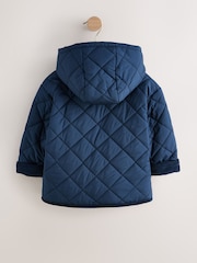 Navy Borg Lined Quilted Coat (3mths-7yrs) - Image 7 of 12