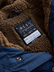 Navy Borg Lined Quilted Coat (3mths-7yrs) - Image 8 of 12