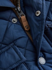 Navy Borg Lined Quilted Coat (3mths-7yrs) - Image 9 of 12