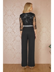 Yumi Black Wide Leg Trousers With Diamante Waistband - Image 3 of 5
