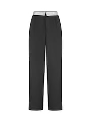 Yumi Black Wide Leg Trousers With Diamante Waistband - Image 5 of 5