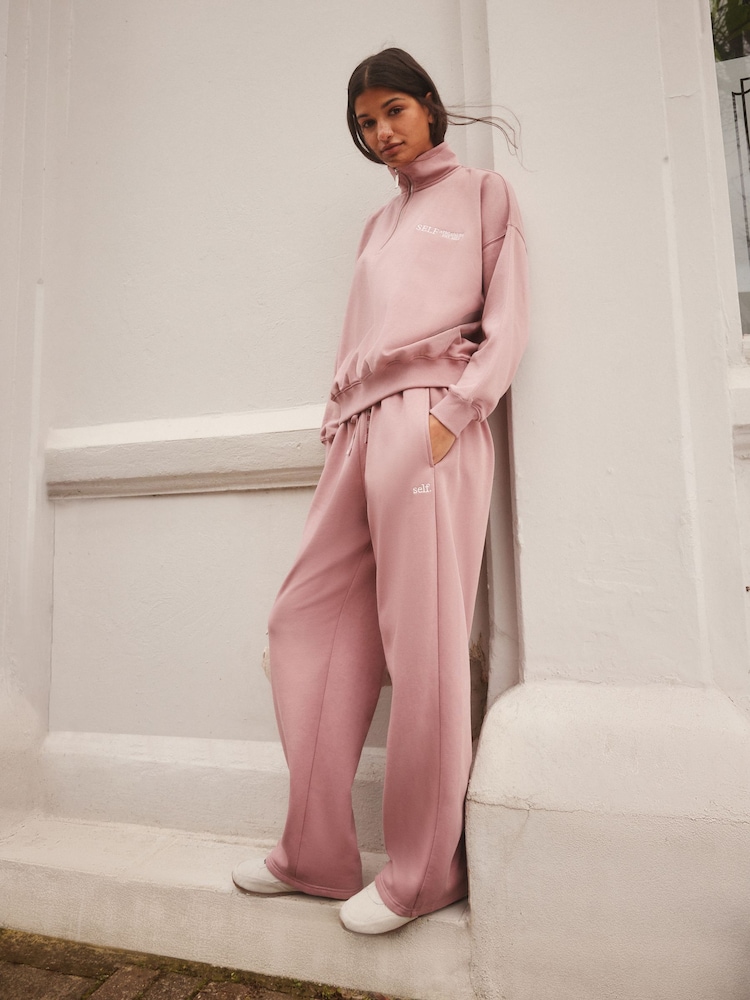 self. Pink Wide Leg Joggers - Image 1 of 8