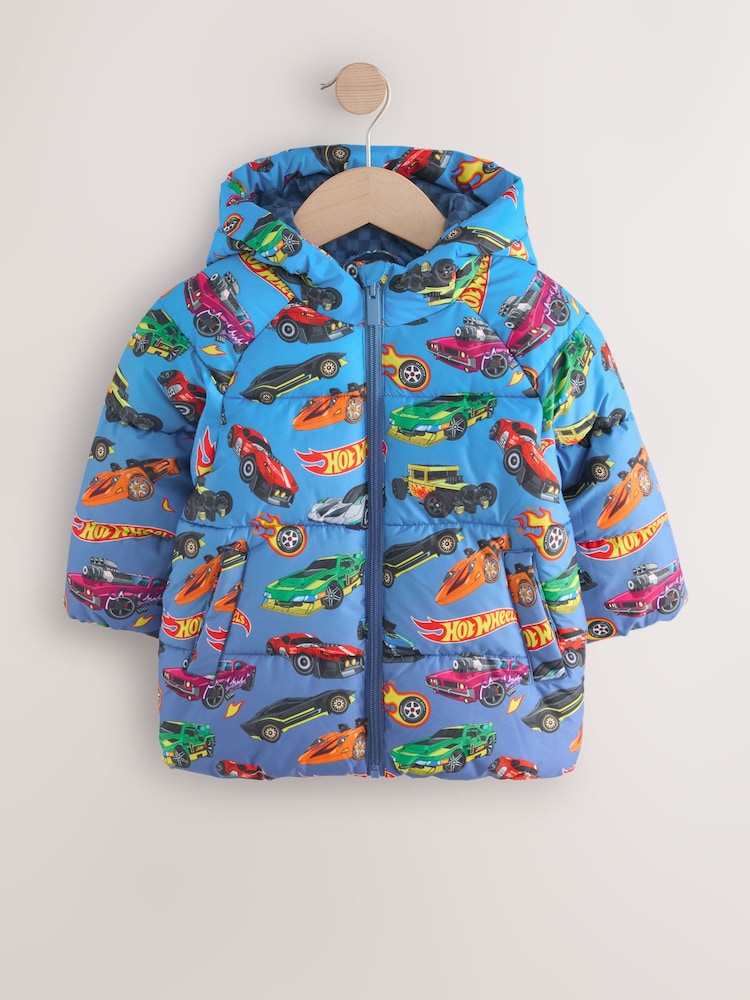 Blue Hotwheels Padded Shower Resistant Coat (3mths-7yrs) - Image 1 of 6 Blue Hotwheels Padded Shower Resistant Coat (3mths-7yrs) - Image 1 of 6