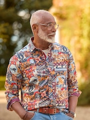 Joe Browns Yellow Winter Ski Patchwork Printed Long Sleeve 100% Cotton Shirt - Image 1 of 7