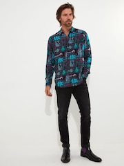 Joe Browns Purple Icy Paisley Trim Guitar Long Sleeve Print Shirt - Image 3 of 7