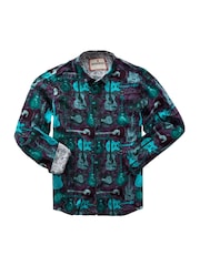 Joe Browns Purple Icy Paisley Trim Guitar Long Sleeve Print Shirt - Image 7 of 7