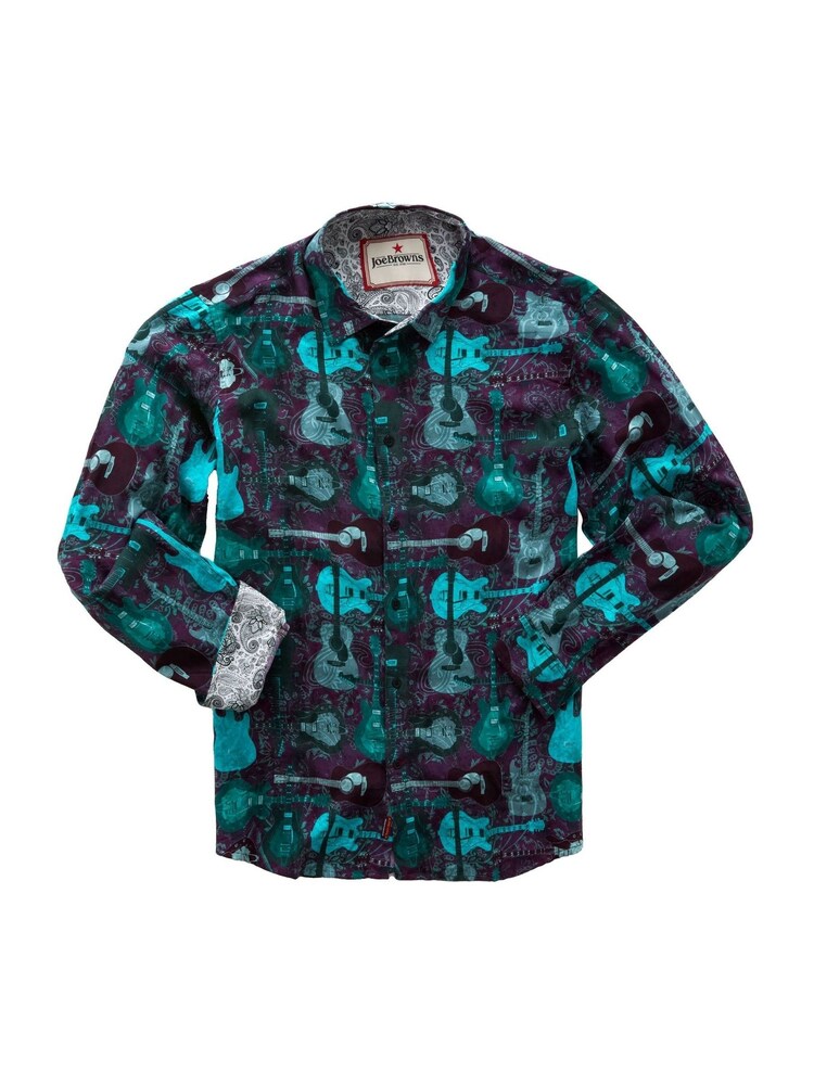 Joe Browns Purple Icy Paisley Trim Guitar Long Sleeve Print Shirt - Image 7 of 7