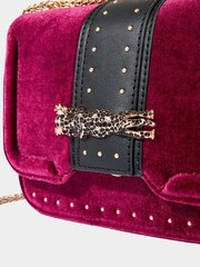 Joe Browns Red Jewelled Leopard Print Clasp Velvet Chain Strap Bag - Image 3 of 3