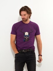 Joe Browns Purple Biker Skull Print Short Sleeve Crew Neck Graphic 100% Cotton T-Shirt - Image 1 of 5
