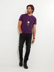 Joe Browns Purple Biker Skull Print Short Sleeve Crew Neck Graphic 100% Cotton T-Shirt - Image 3 of 5
