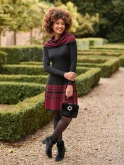 Joe Browns Black Slim Fit Sparkle Knitted Jumper Dress with Snood - Image 2 of 3