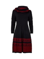 Joe Browns Black Slim Fit Sparkle Knitted Jumper Dress with Snood - Image 3 of 3