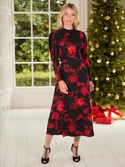 Joe Browns – High-Neck-Jerseykleid mit langen Ärmeln und floralem Print aus 100 % Baumwolle - Bild 1 von 7