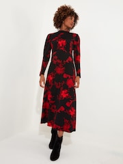 Joe Browns – High-Neck-Jerseykleid mit langen Ärmeln und floralem Print aus 100 % Baumwolle - Bild 3 von 7