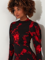 Joe Browns – High-Neck-Jerseykleid mit langen Ärmeln und floralem Print aus 100 % Baumwolle - Bild 6 von 7