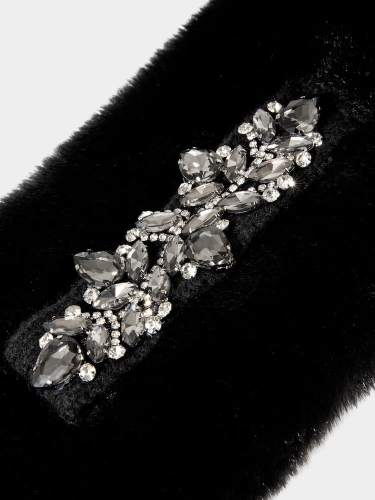 Joe Browns Black Jewelled Faux Fur Stole Scarf - Image 2 of 2