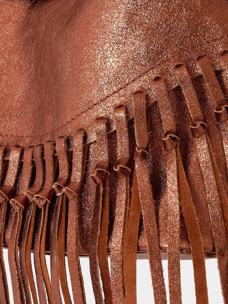 Joe Browns Brown Boho Tassel Trim Premium Suede Shoulder Bag - Image 5 of 5