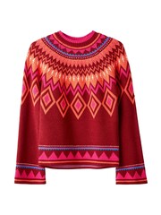 Joe Browns Red Boho Fluted Sleeve Fairisle Pattern Knit Jumper - Image 7 of 7
