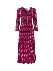 Joe Browns Pink Bold Contrast Geometric Long Sleeve Midi Jersey Dress - Image 5 of 5