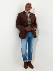 Joe Browns Brown Soft Velvet Suit Jacket Blazer with Satin Lapels - Image 3 of 6