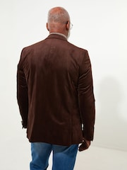 Joe Browns Brown Soft Velvet Suit Jacket Blazer with Satin Lapels - Image 4 of 6