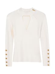 Joe Browns Cream Keyhole Neck Jumper with Diamanté Details - Image 7 of 7
