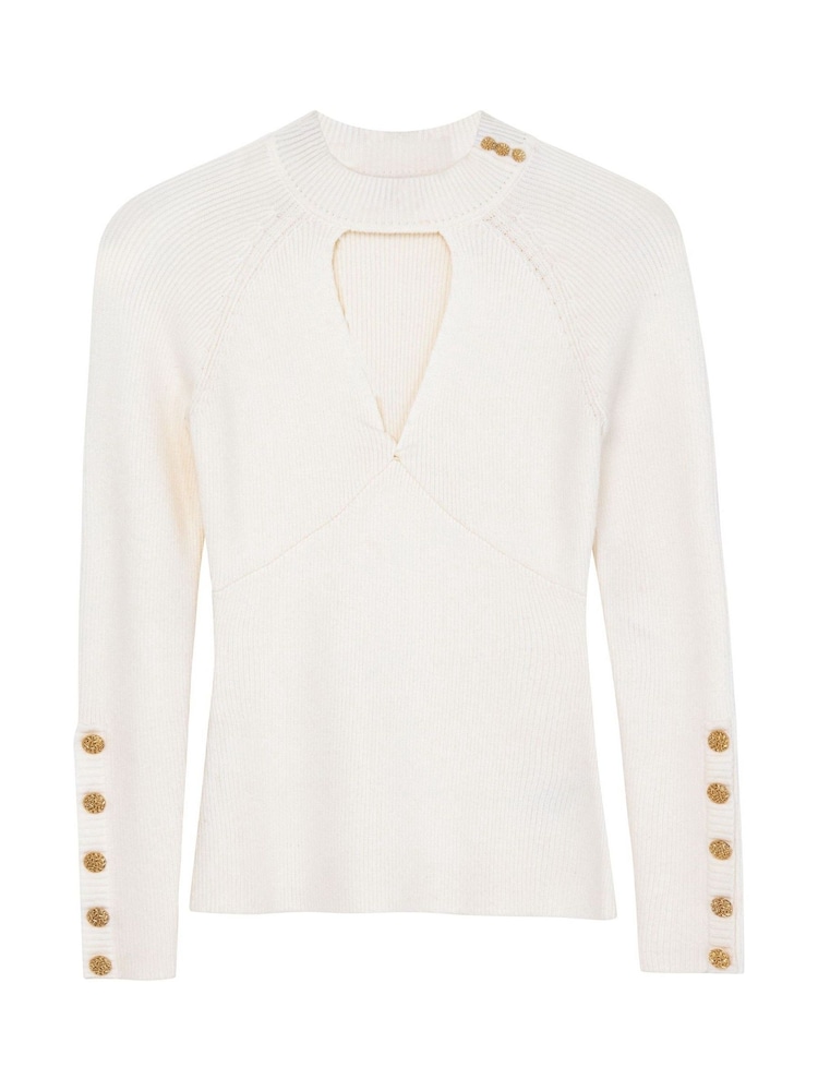 Joe Browns Cream Keyhole Neck Jumper with Diamanté Details - Image 7 of 7