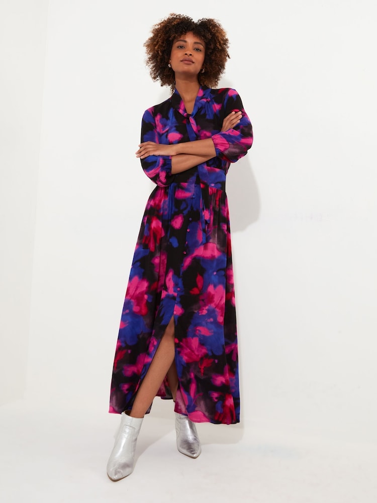 Joe Browns – langärmliges Maxikleid mit auffälligem floralem Print und Schleifenausschnitt - Bild 2 von 6