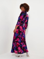 Joe Browns – langärmliges Maxikleid mit auffälligem floralem Print und Schleifenausschnitt - Bild 4 von 6