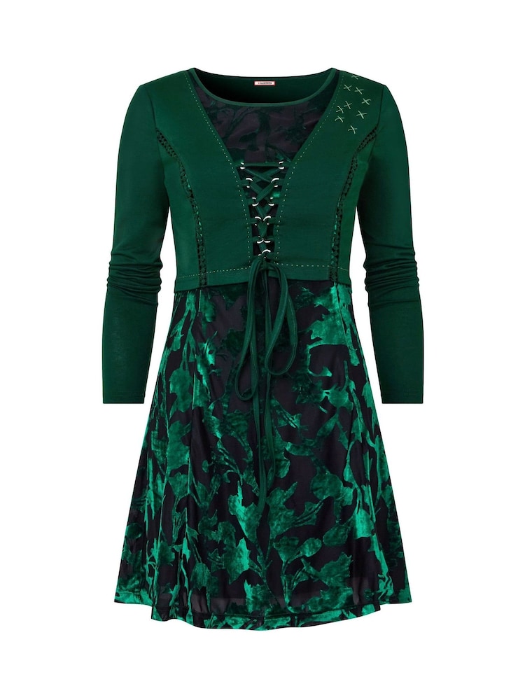 Joe Browns Green Lace-Up Mock Cardigan Long Sleeve Devoré Tunic - Image 5 of 5