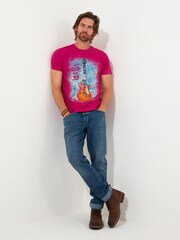 Joe Browns Pink Bold Rock 'n' Roll Short Sleeve Crew Neck Graphic 100% Cotton T-Shirt - Image 2 of 5