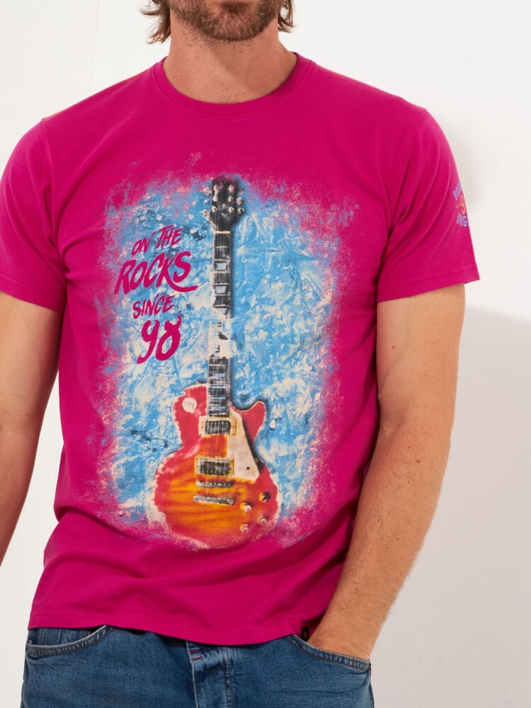 Joe Browns Pink Bold Rock 'n' Roll Short Sleeve Crew Neck Graphic 100% Cotton T-Shirt - Image 3 of 5