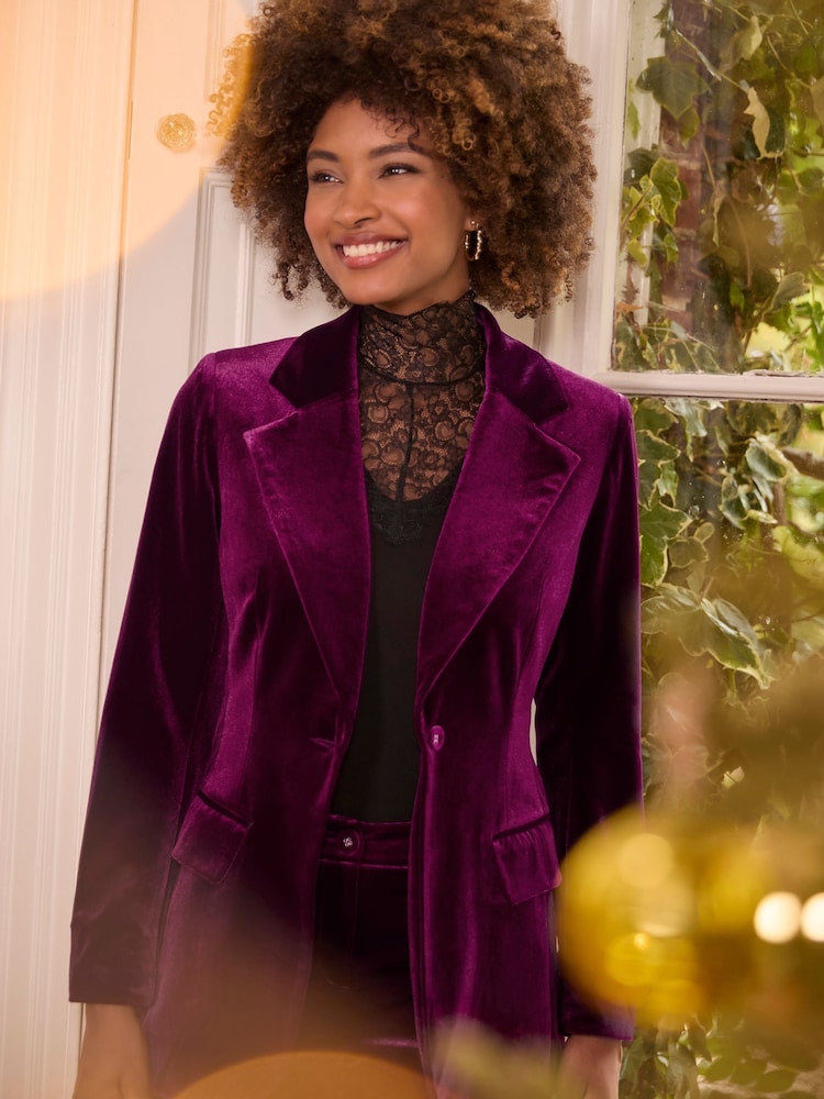 Joe Browns Pink Bright Tailored Velour Co-Ord Blazer - Image 1 of 7