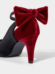 Joe Browns Black Statement Bow Back Velvet Heels - Image 4 of 4