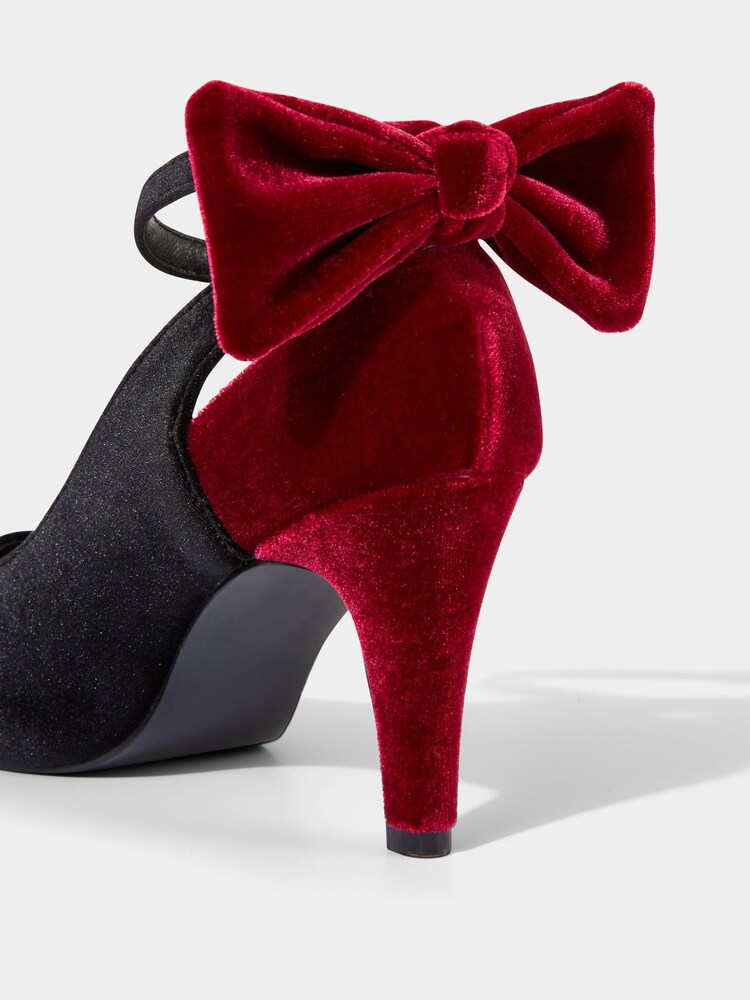 Joe Browns Black Statement Bow Back Velvet Heels - Image 4 of 4