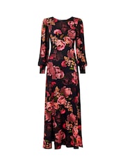 Joe Browns – Dramatic Dark – Maxikleid aus luxuriösem Jersey mit Blumenmuster und Taillenbindung - Bild 4 von 4