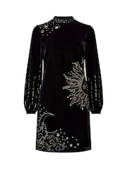 Joe Browns Black Celestial Sparkle Long-Sleeved Velvet Mini Dress - Image 3 of 3