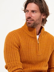 Joe Browns Yellow Chunky Knit Quarter Zip Funnel Neck Jumper - Image 3 of 5