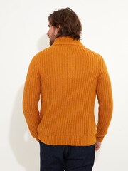 Joe Browns Yellow Chunky Knit Quarter Zip Funnel Neck Jumper - Image 4 of 5