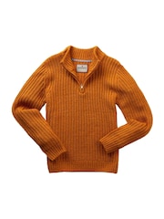Joe Browns Yellow Chunky Knit Quarter Zip Funnel Neck Jumper - Image 5 of 5