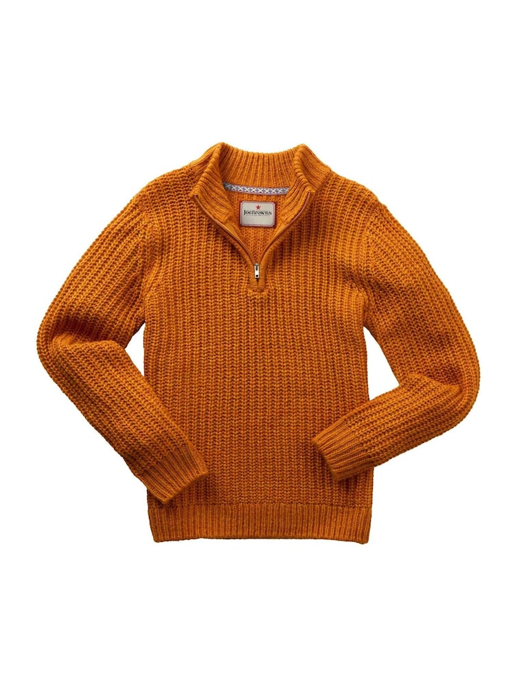 Joe Browns Yellow Chunky Knit Quarter Zip Funnel Neck Jumper - Image 5 of 5